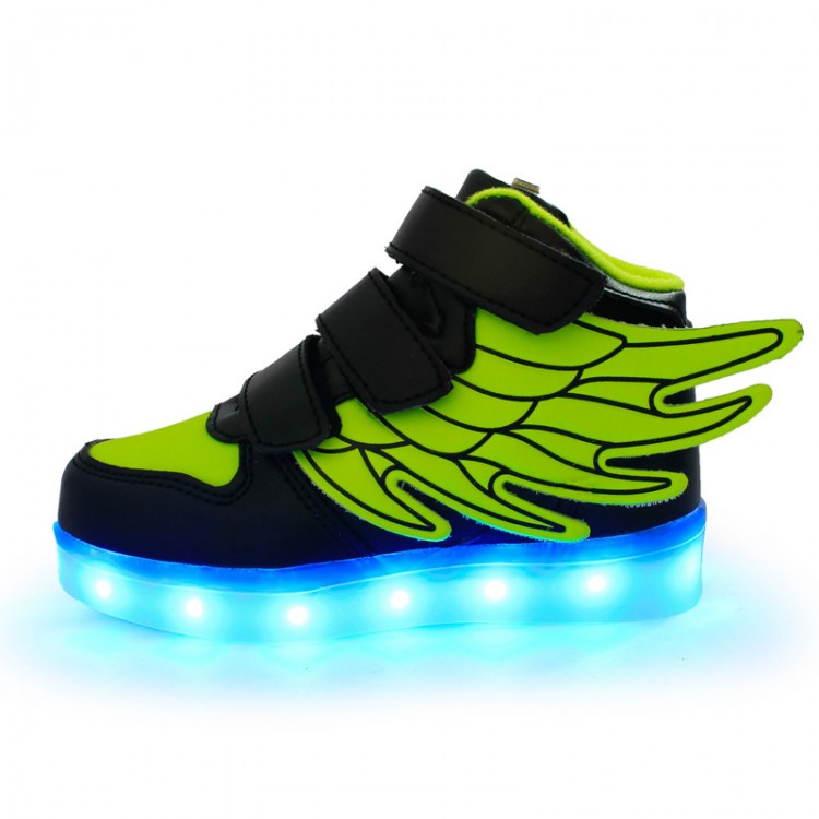 Leather led light up high tops wings